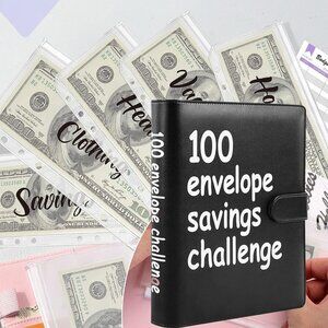100 Envelope Money Savings Challenge Binder $5,500 (Black)